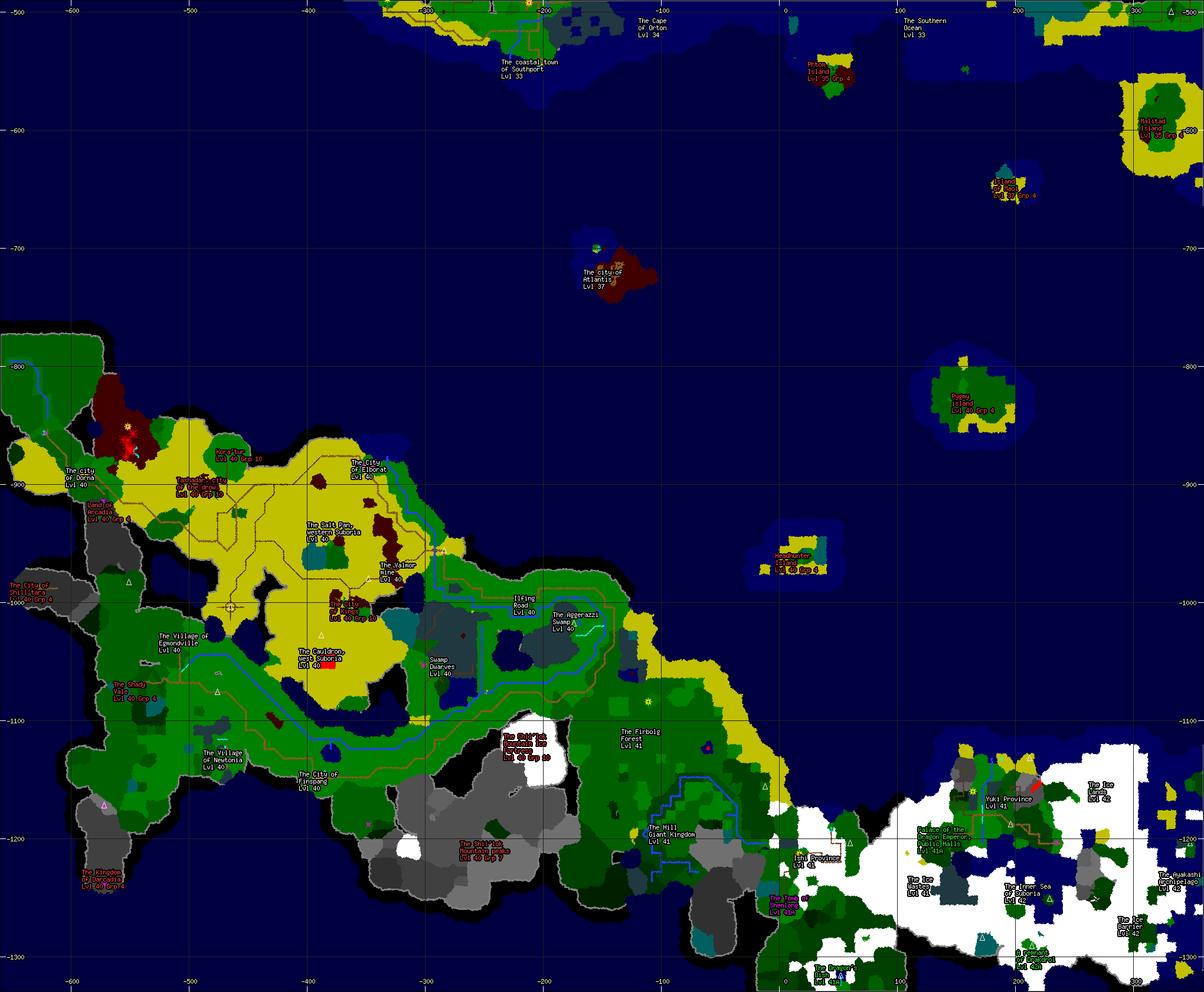 Area Map of the Southern Mainland of Alter Aeon