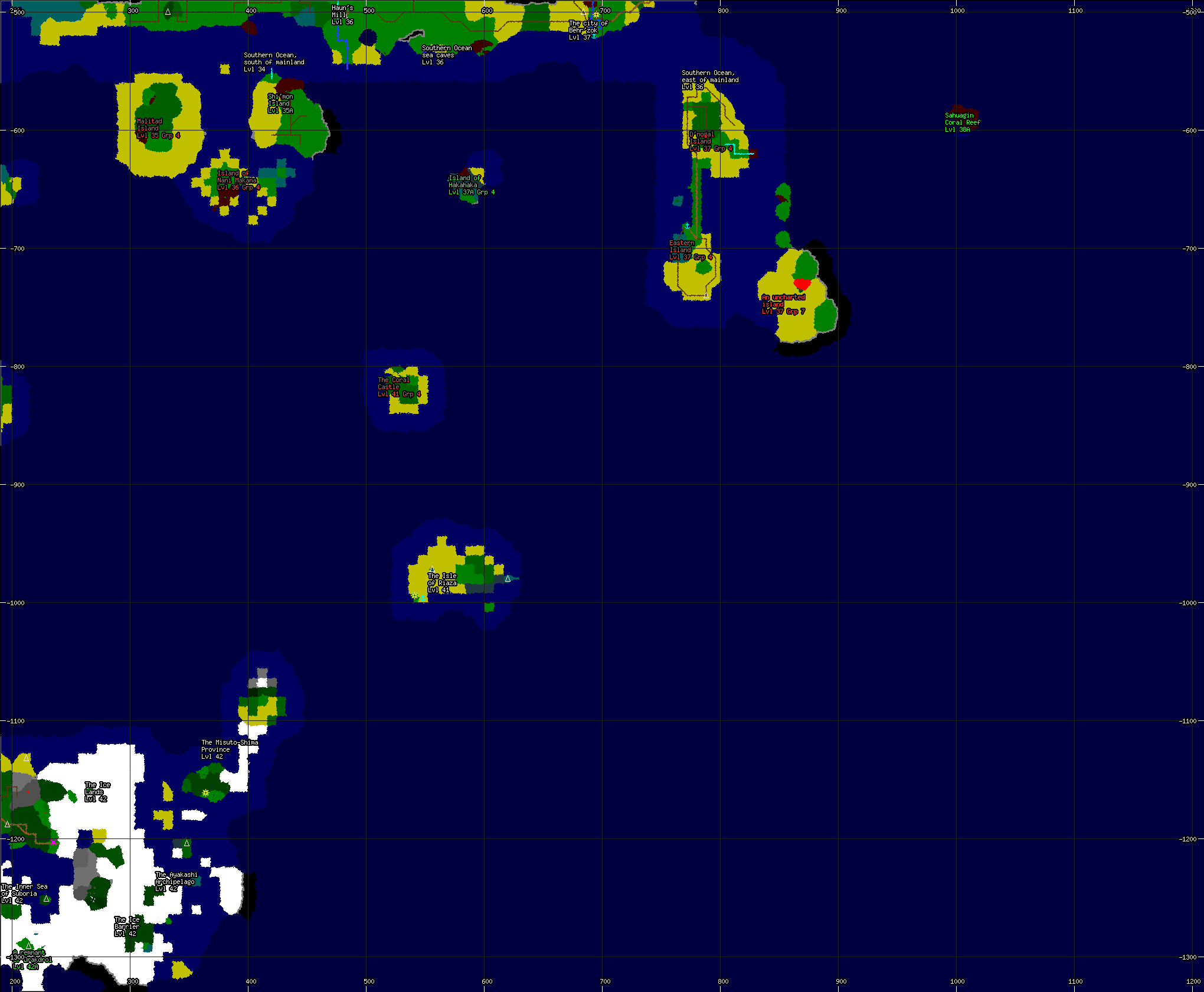 Area Map of the Southeast Mainland of Alter Aeon