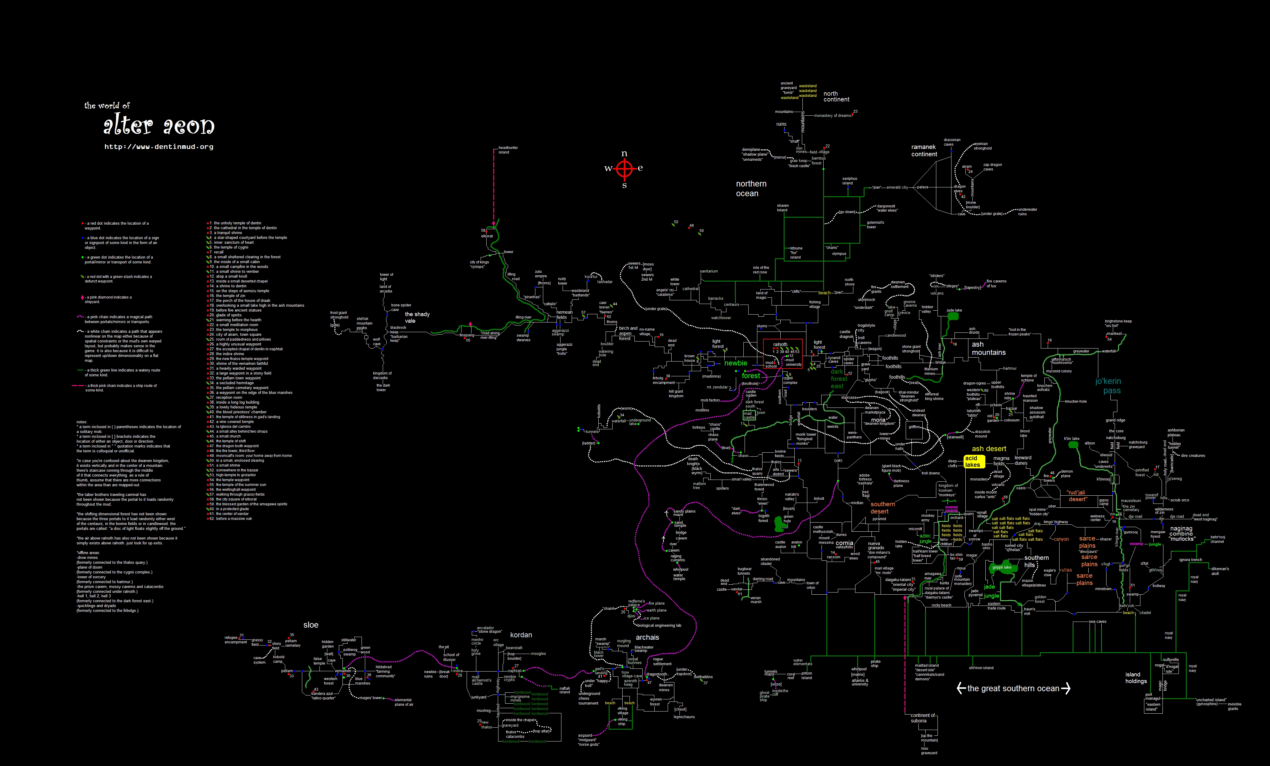 Map of areas, cities, and trade routes.